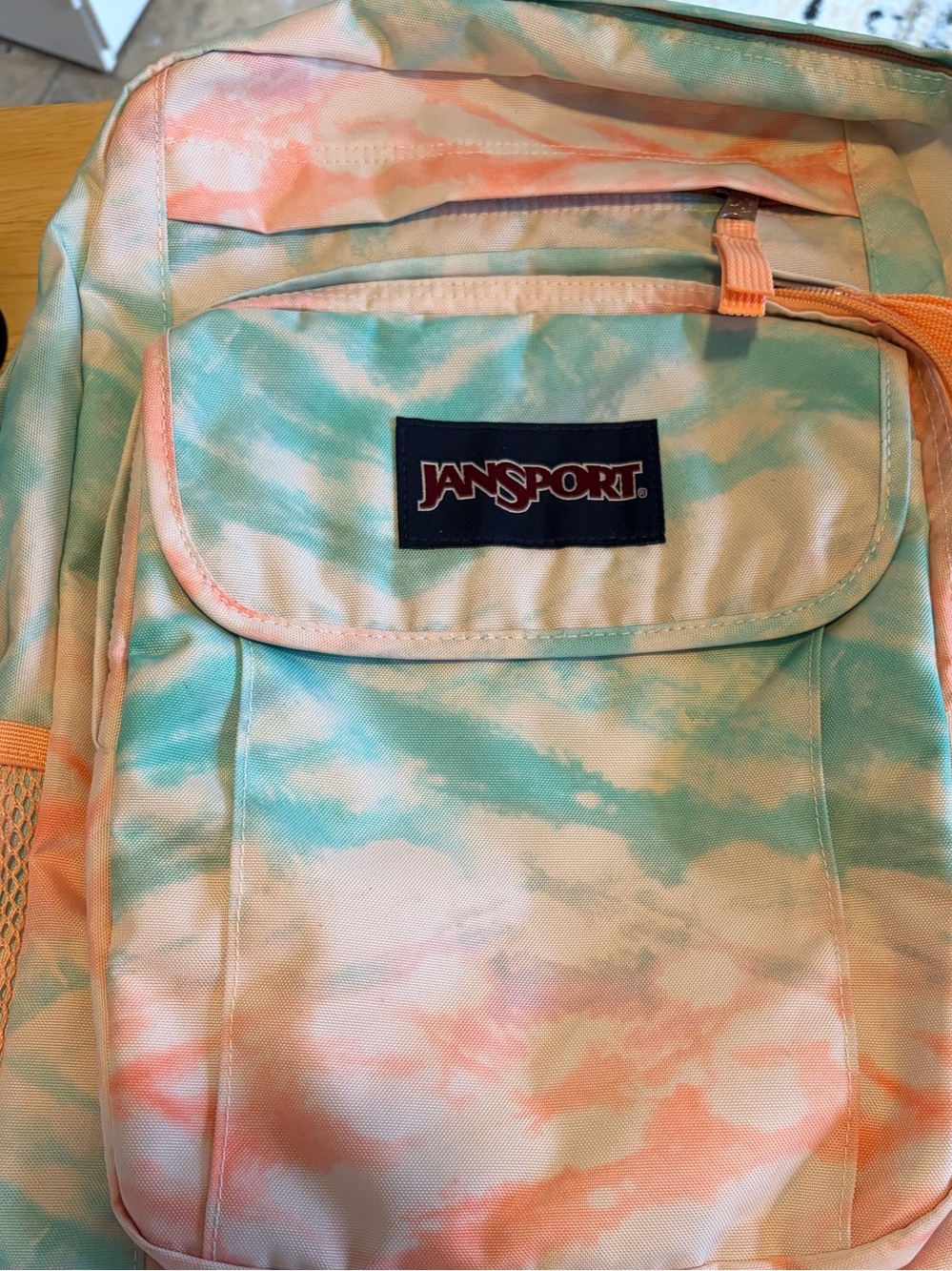 Jansport Pastel Tie-Dye Backpack in Peach & Mint